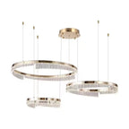 Ecelvor single, double and triple ring chandelier configurations compared, studio shot