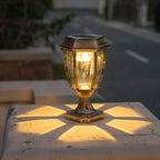 Traditional Solar Lantern Pillar Light – Auberon – Bronze, Lifestyle View