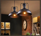 Caldorix Lantern Dome pendant in Black finish, dining room with exposed brick