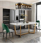 Petalux – Linear L80cm Smoke Grey glass panel chandelier over kitchen dining table
