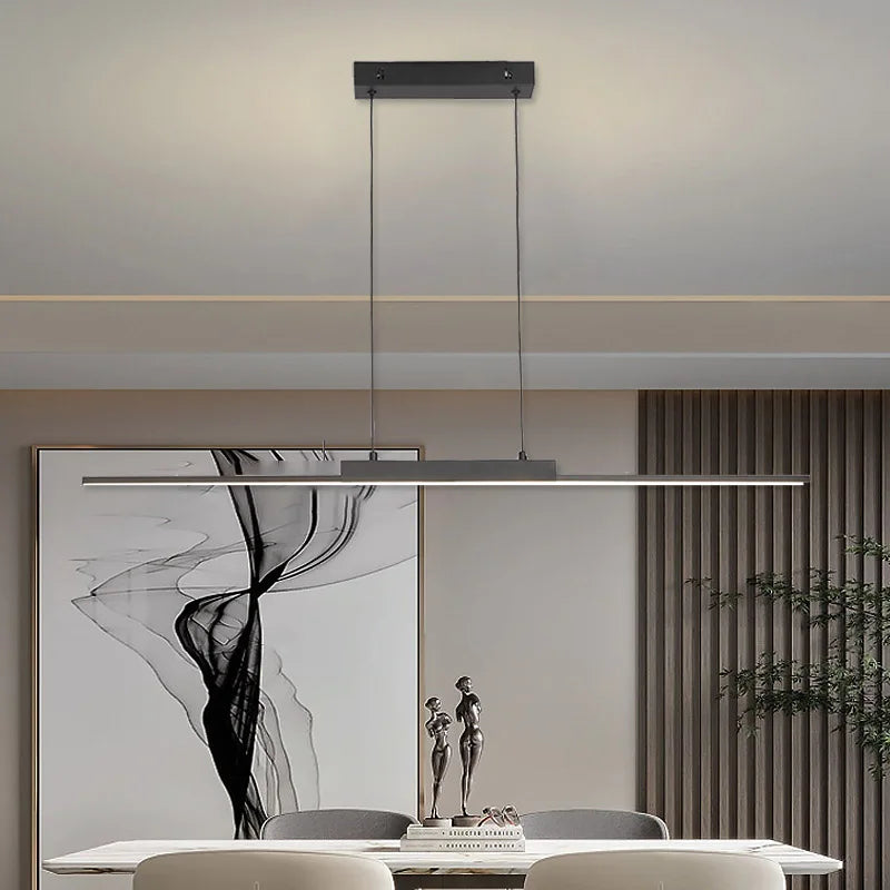 Minimalist Aluminum Linear Bar Pendant – Calaelinth, 80cm, Lifestyle Hero Shot