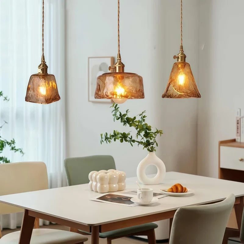 Textured Amber Glass Pendant Light Lumara – Lifestyle View 3