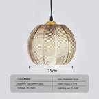 Ribbed Glass Botanical Pendant Light Banlux – Amber 15cm Specifications