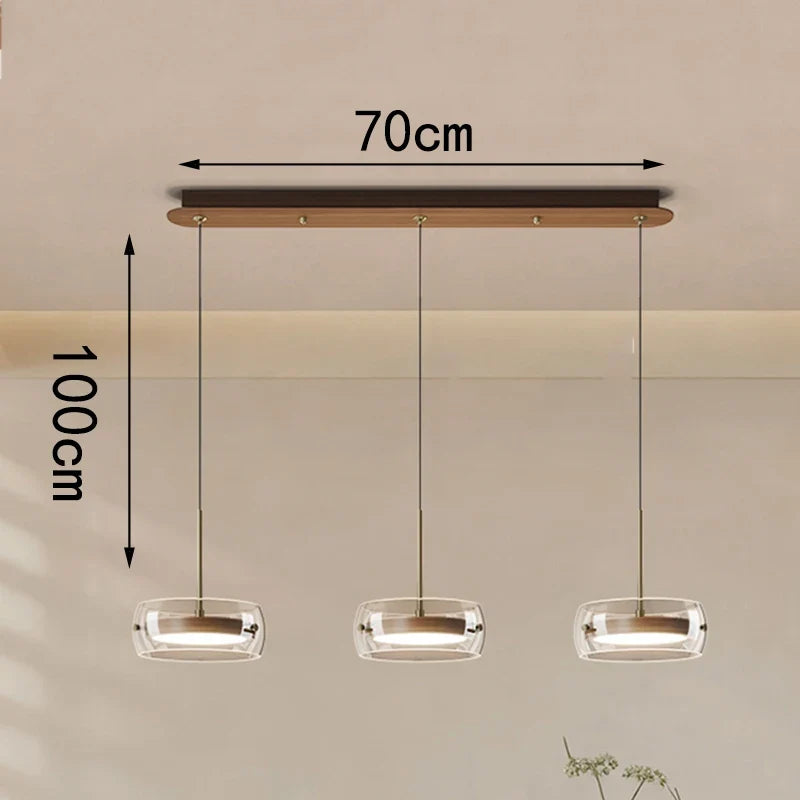 Bsaelix pendant chandelier – Walnut, 3 Lights configuration, dimensions