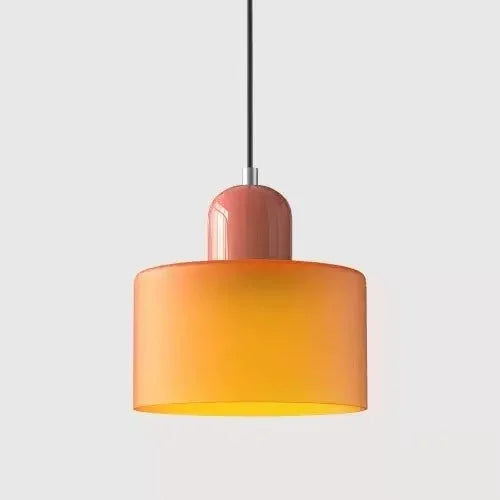 Pelindra Stained Glass Pendant – Amber Shade / Terracotta Cap