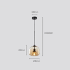 Glass Globe Cluster Pendant Trivorn – 1-Arm, Cognac, Dimensions