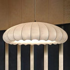 Fabric-Wrapped Disc Pendant Light Brindalia – Lifestyle View 2