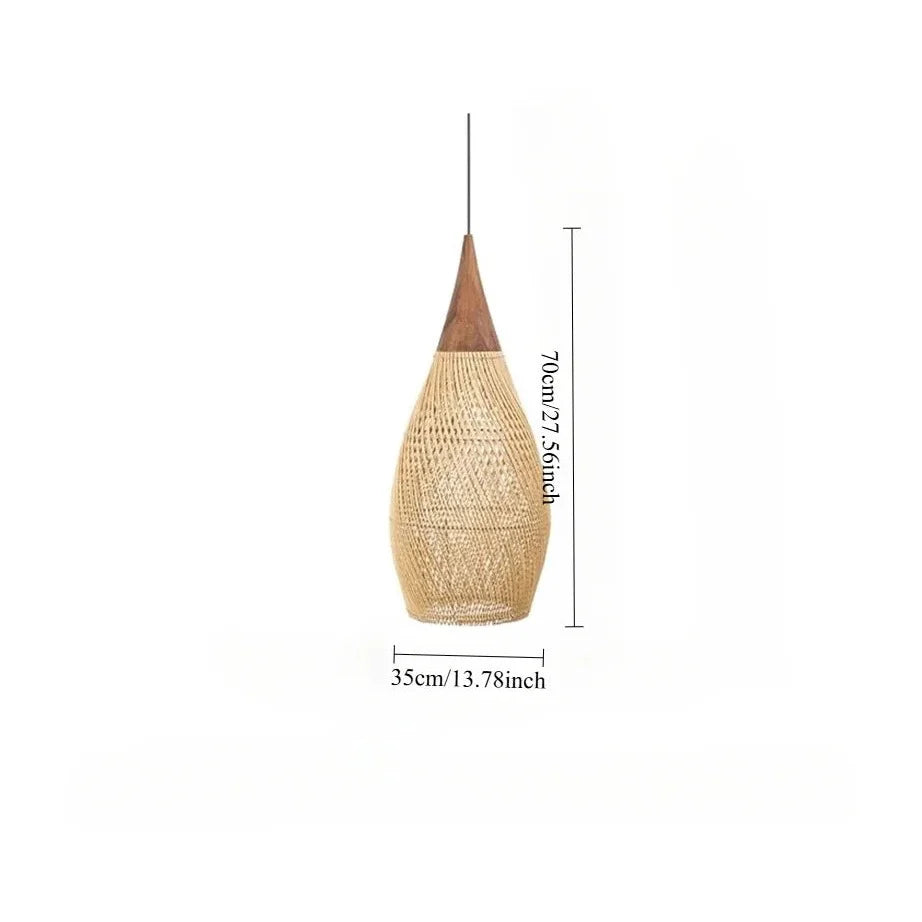 Artisan Woven Rattan Teardrop Pendant Light Tessora - 35cm dimensions