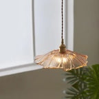 Hand-Blown Floral Glass Pendant Light Caprix – Gold, Lifestyle View