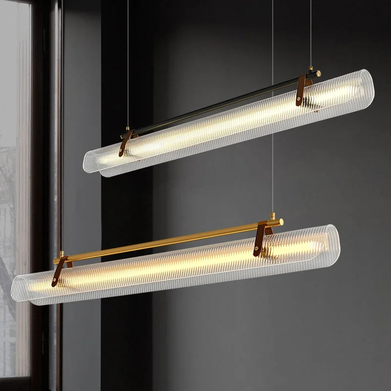 Sleek Metal Linear Pendant Light – Auelvix – Hero Shot