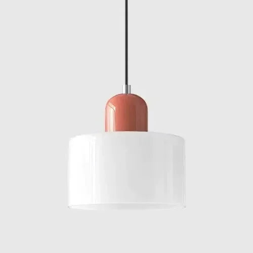 Pelindra Stained Glass Pendant – White Shade / Terracotta Cap