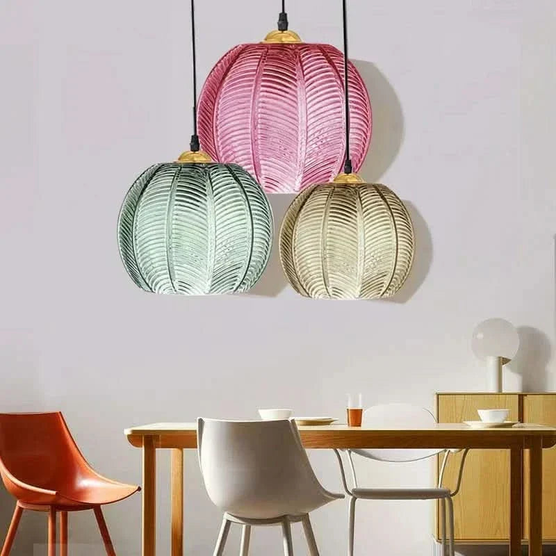 Ribbed Glass Botanical Pendant Light Banlux – Colour Range