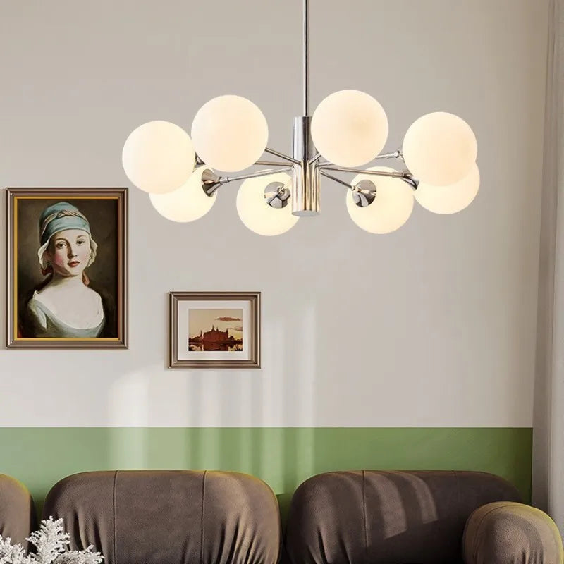 Sculptural Chrome Glass Globe Chandelier Genova