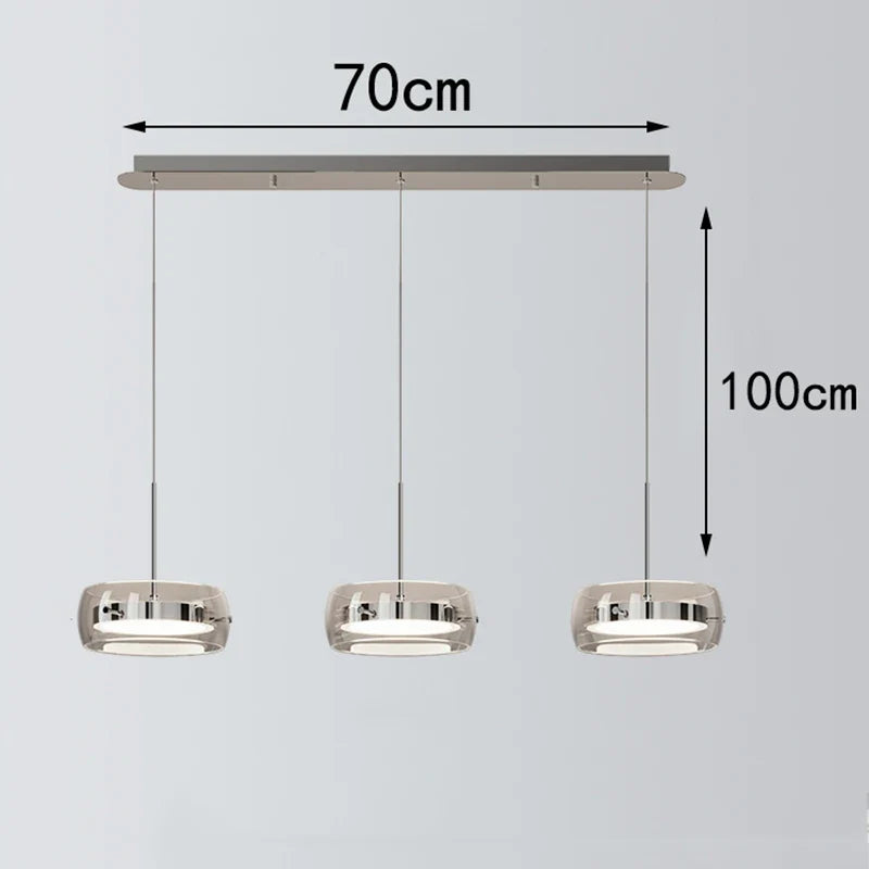 Bsaelix pendant chandelier – Chrome, 3 Lights configuration, dimensions
