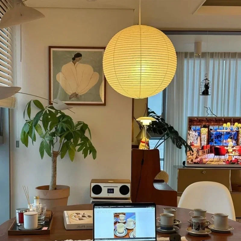 Soft Paper Sphere Pendant Light Xelorinth – Lifestyle View 4