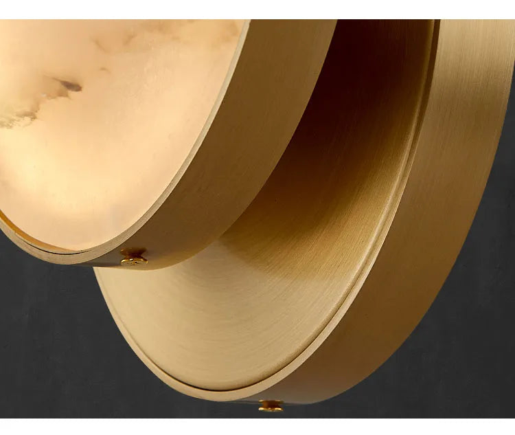 Alabaster Disc & Brass Circle Wall Sconce & Pendant – Tarleon – Pendant Suspension Detail