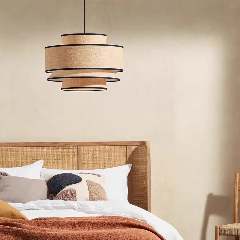 Solara pendant light — Tiered silhouette in bedroom