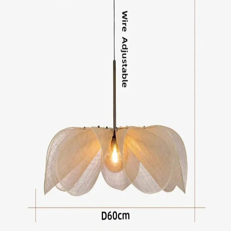 Layered Fabric Petal Pendant Light Camlora – Ø60cm Dimension Chart