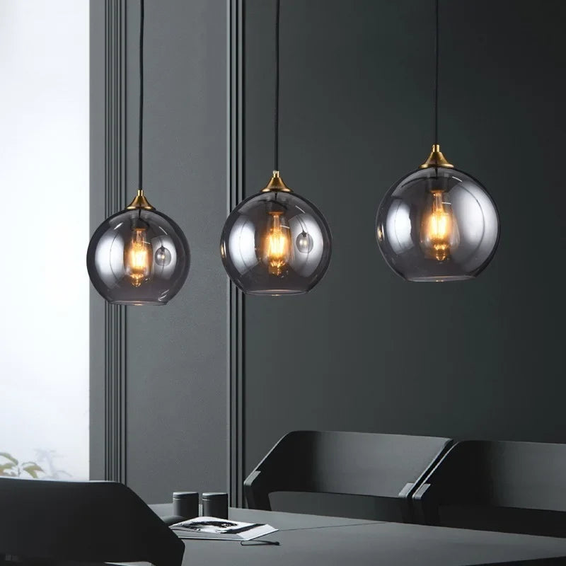 Smoked Glass Globe Pendant Light – Izaelvix – Lifestyle View 2