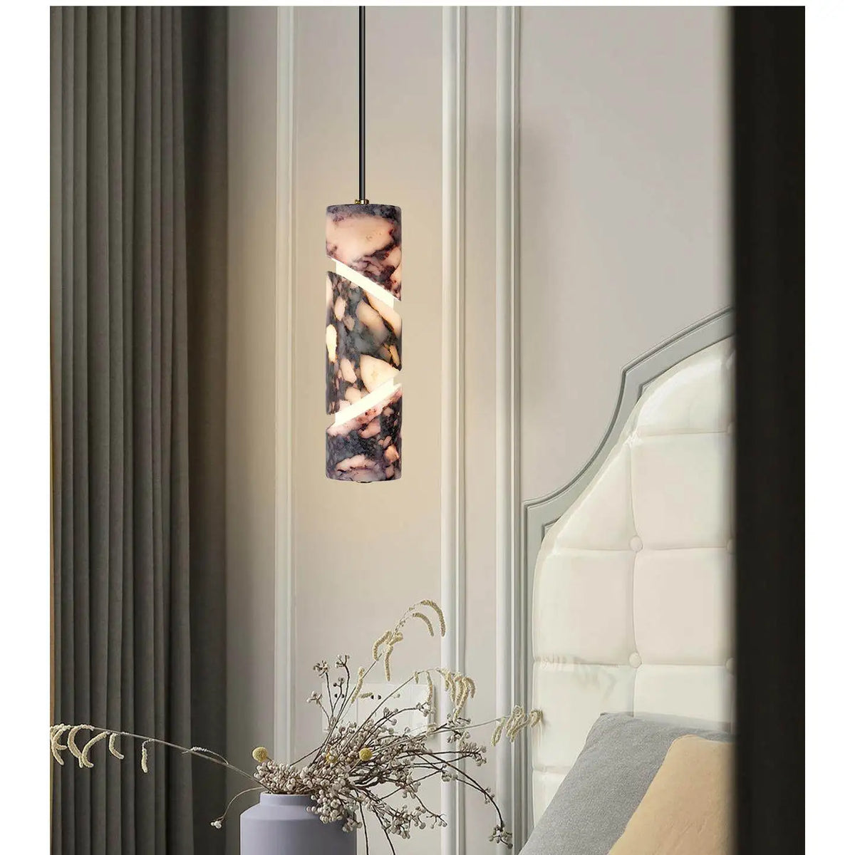 Marble Cylinder Pendant Light – Dbelorn – Hero Shot