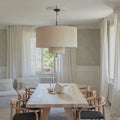 Two-Tier Linen Drum Pendant Light Farvelia – Hero Shot, Ø30cm