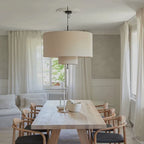 Two-Tier Linen Drum Pendant Light Farvelia – Hero Shot, Ø30cm