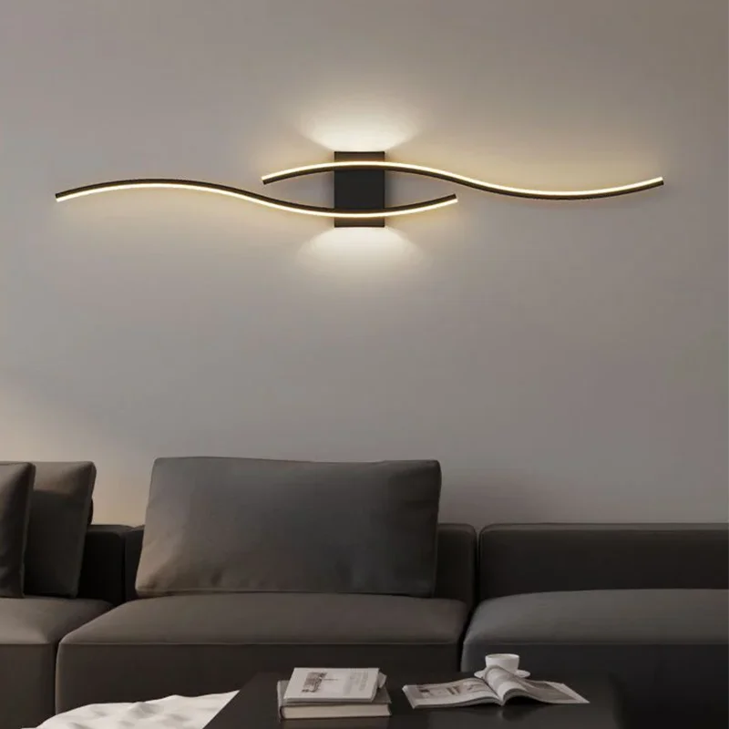 Sculptural Iron Wall Sconce Forlan – Black Finish, Sofa Detail