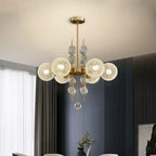 Brass Frosted-Glass Sputnik Chandelier – Kalion
