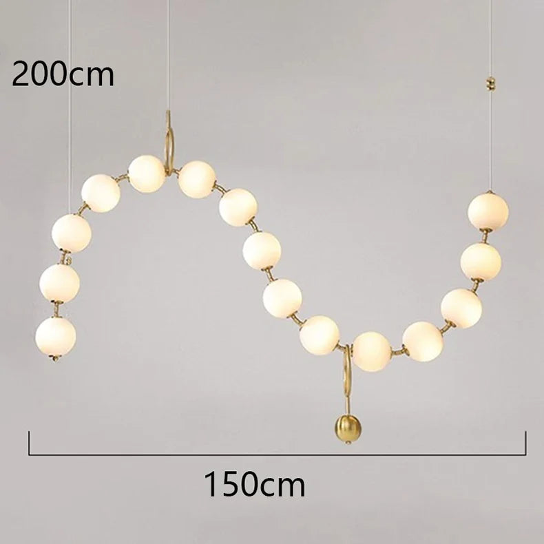 Sculptural Glass Orb Chandelier Ilnox - 15-Sphere configuration, 150cm span, 200cm adjustable drop