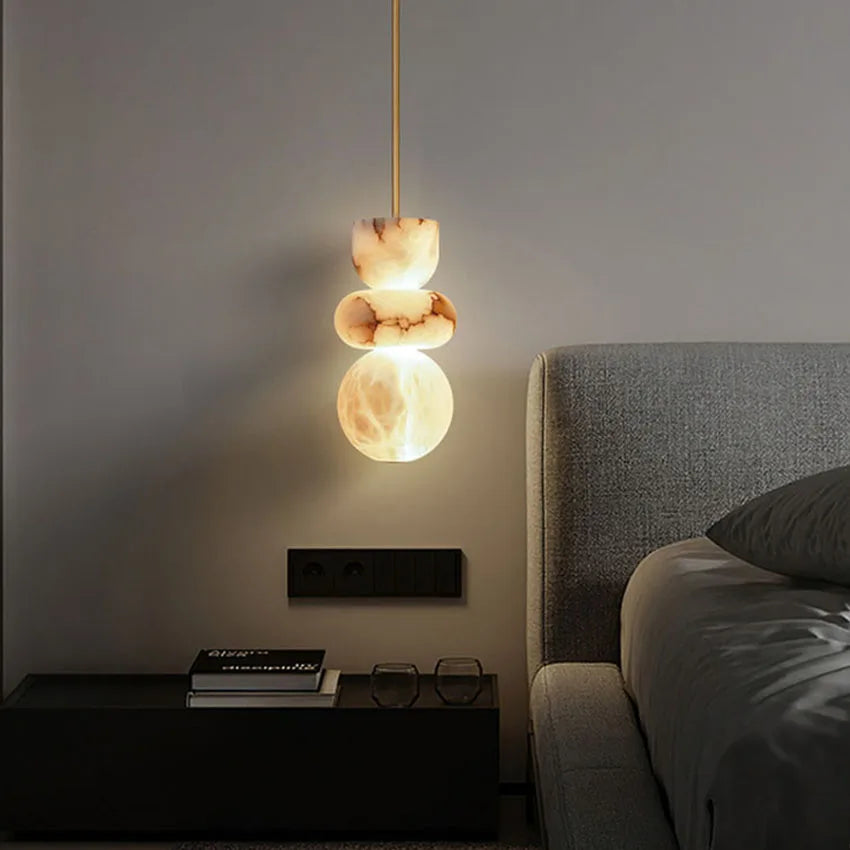 Natural Marble Orb Pendant Light Malvoria – Lifestyle View 3