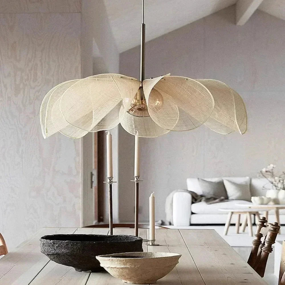 Layered Fabric Petal Pendant Light Camlora – Lifestyle Dining Room View