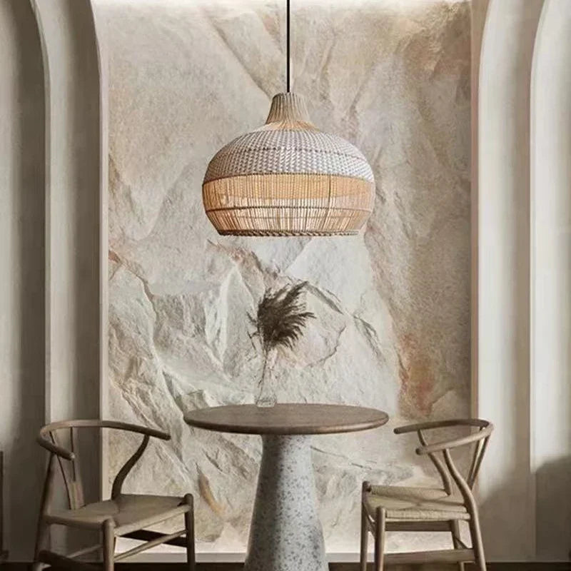 Nordic Rattan Drum Pendant Light Etavorn – Product Detail 5