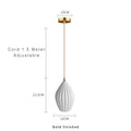 Gorvex Ceramic Globe Pendant – Gold Finish, Single Pendant Dimensions
