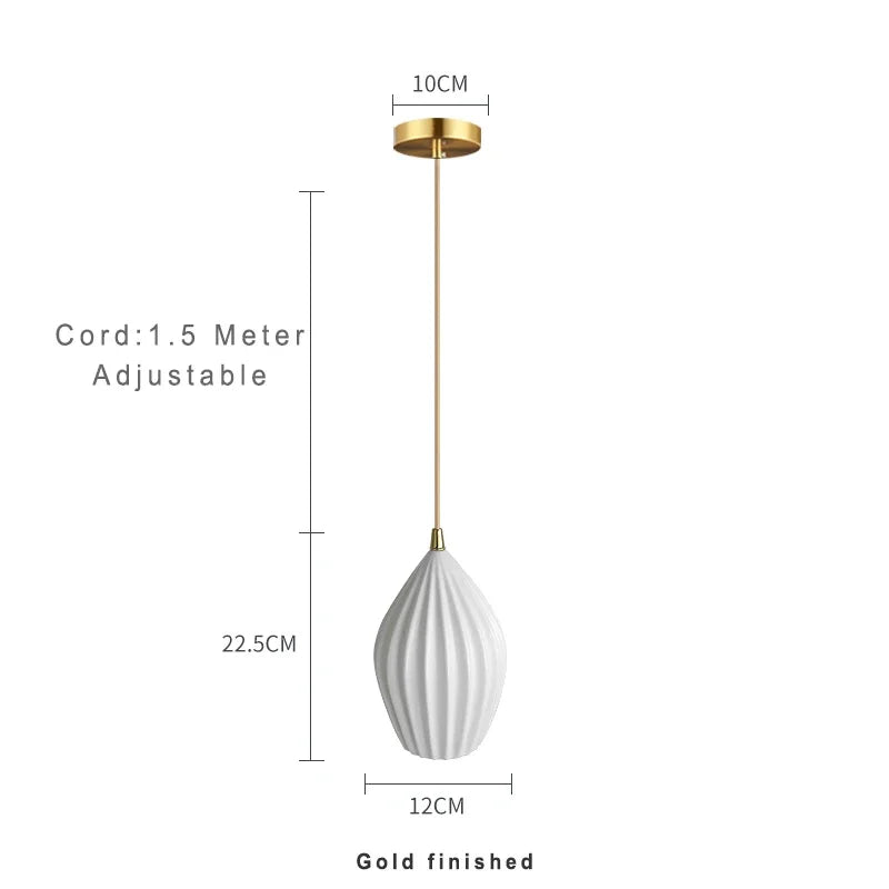 Gorvex Ceramic Globe Pendant – Gold Finish, Single Pendant Dimensions
