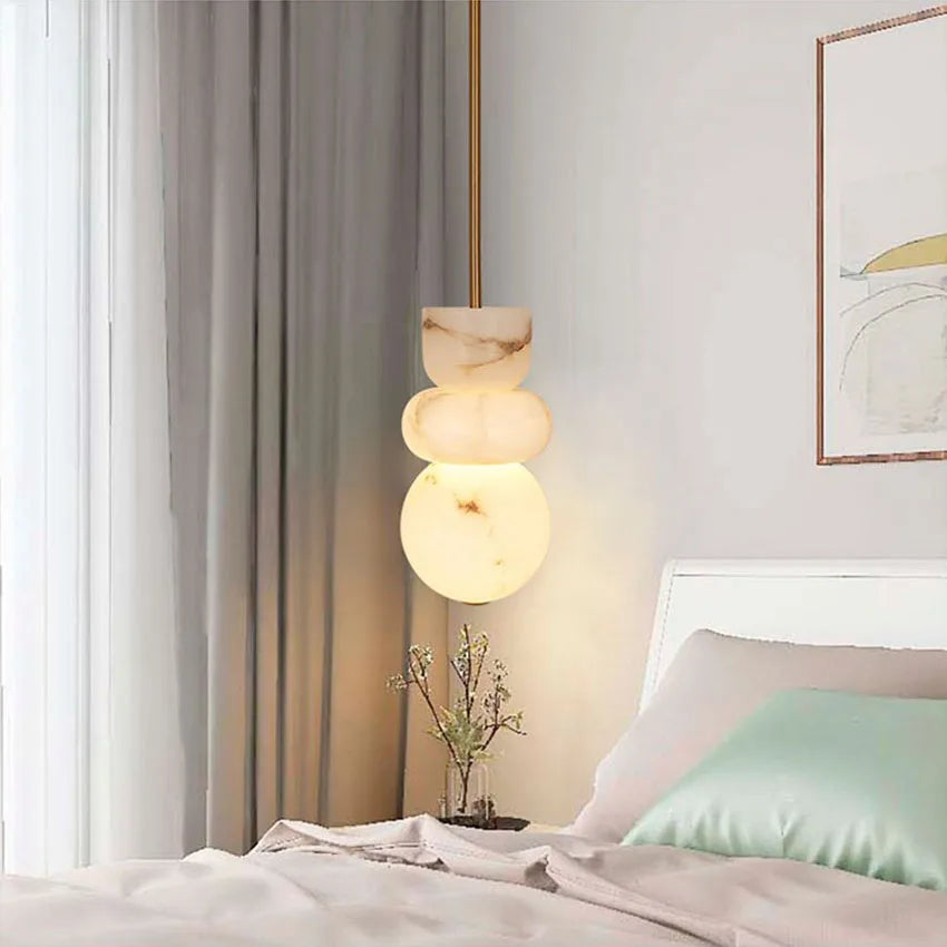 Natural Marble Orb Pendant Light Malvoria – Lifestyle View 4