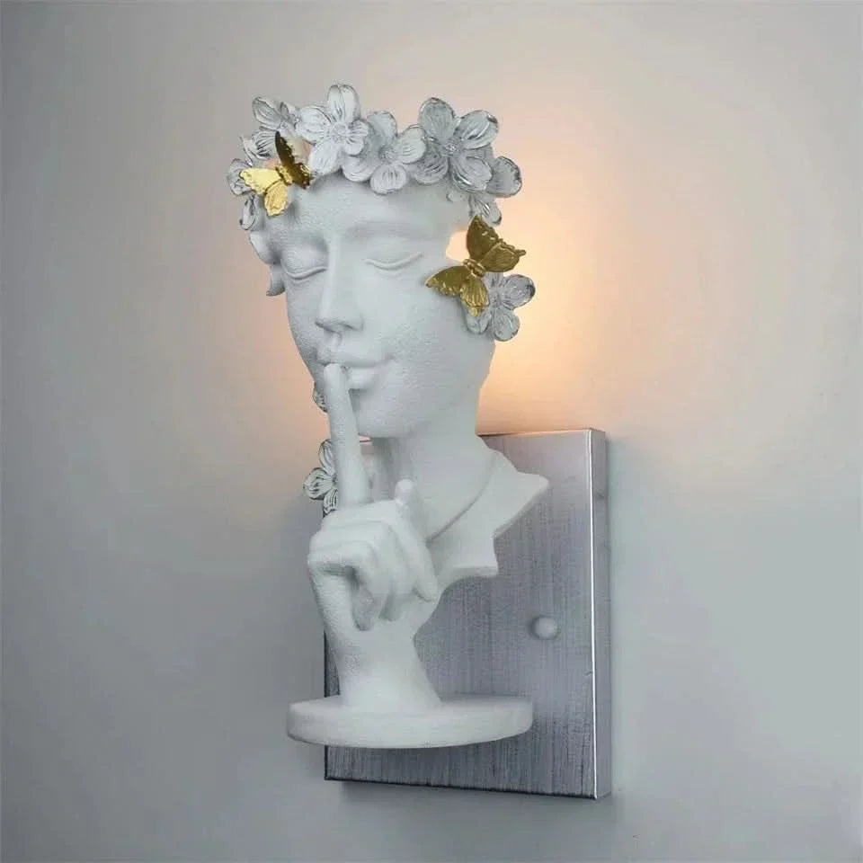Athela Sculptural Wall Sconce – White Finish, Front View