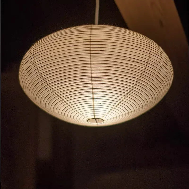 Japanese Washi Paper Disc Pendant Light – Kamitori – Lifestyle View 3