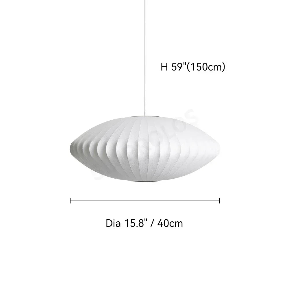 Nordic Ribbed Fabric Saucer Pendant Light Worlinth – Ø40cm, Dimensions