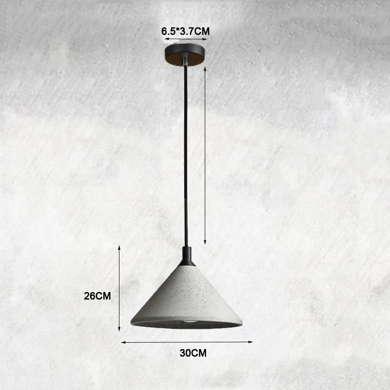 Raw Concrete Cone Pendant Light Evaelvix – Dimensions Diagram (Size L)