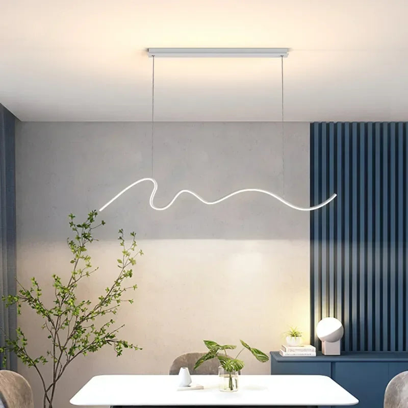 Sculptural Wavy LED Line Pendant Light - Capova