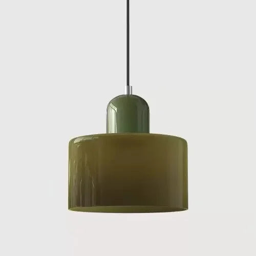 Pelindra Stained Glass Pendant – Olive Shade / Moss Cap