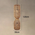 Woven Rattan Hourglass Pendant Light – Faeloria – Single Pendant, 120 cm dimensions