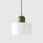 Pelindra Stained Glass Pendant – White Shade / Moss Cap