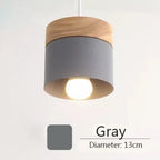 Scandinavian Wood-Cap Cylinder Pendant Light Wtaelindra – Dark Gray