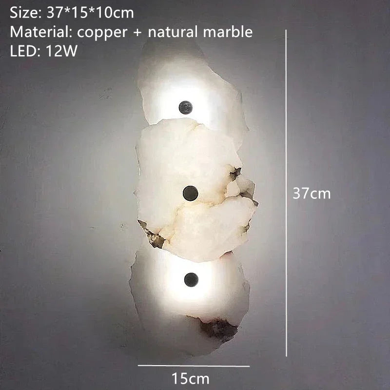 Stacked Alabaster & Copper Wall Sconce – Seraphon, 3 Heads, 37cm