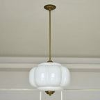 Fluted Milk-Glass Pendant Light – Vellora, White studio ceiling shot