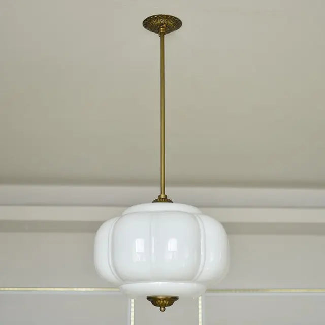 Fluted Milk-Glass Pendant Light – Vellora, White studio ceiling shot