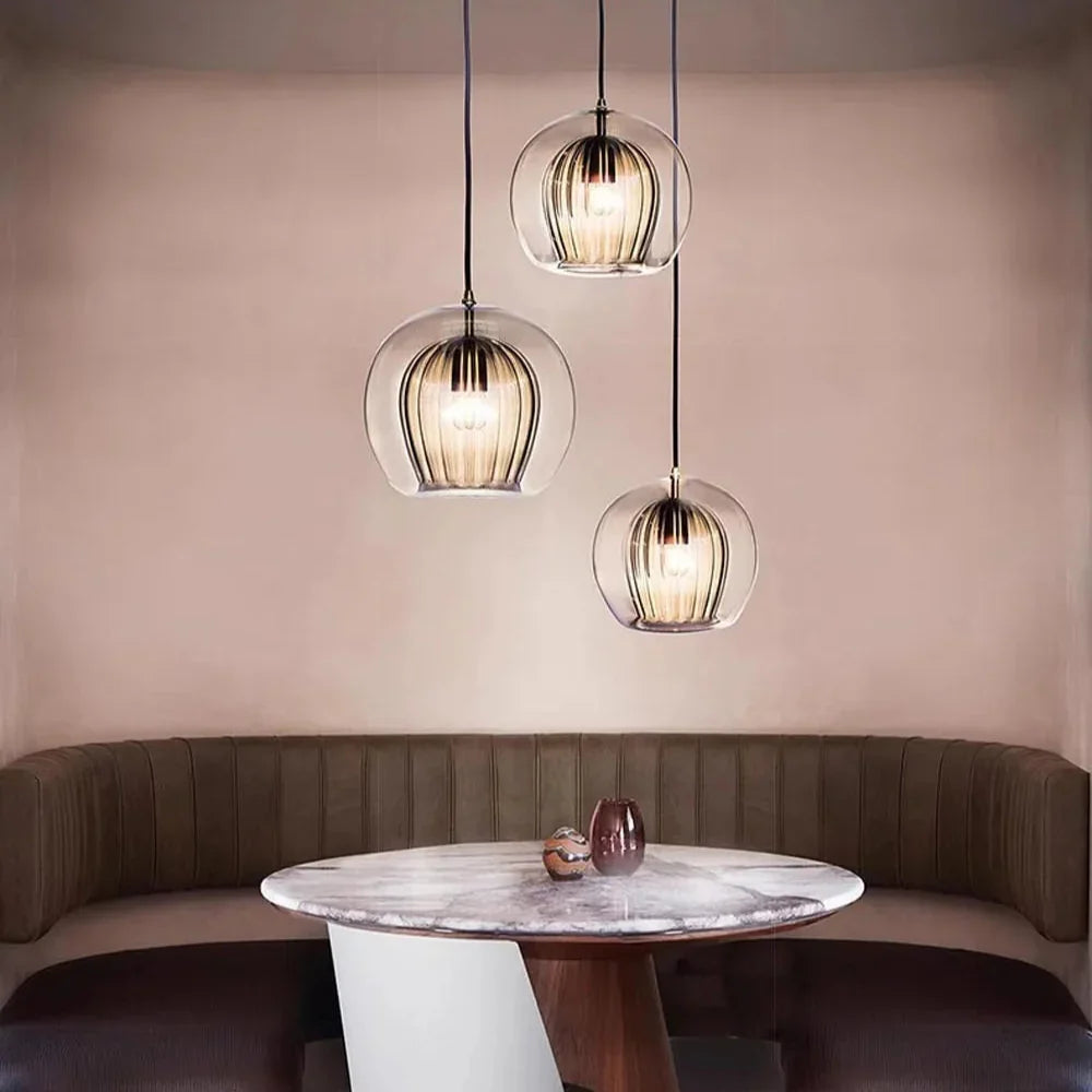 Fluted Glass Globe Pendant Light Celvorn – Product Detail 17