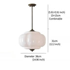 Fluted Milk-Glass Pendant Light – Vellora, White Large dimensions Ø38xH31cm