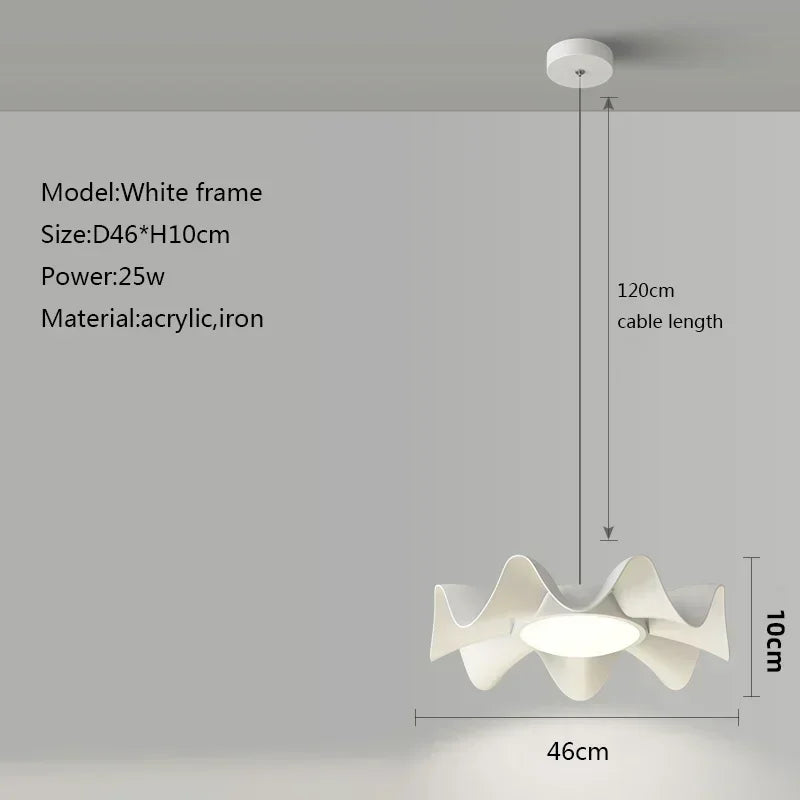 Sculptural Wave Pendant Light Daelo - White Finish Detail